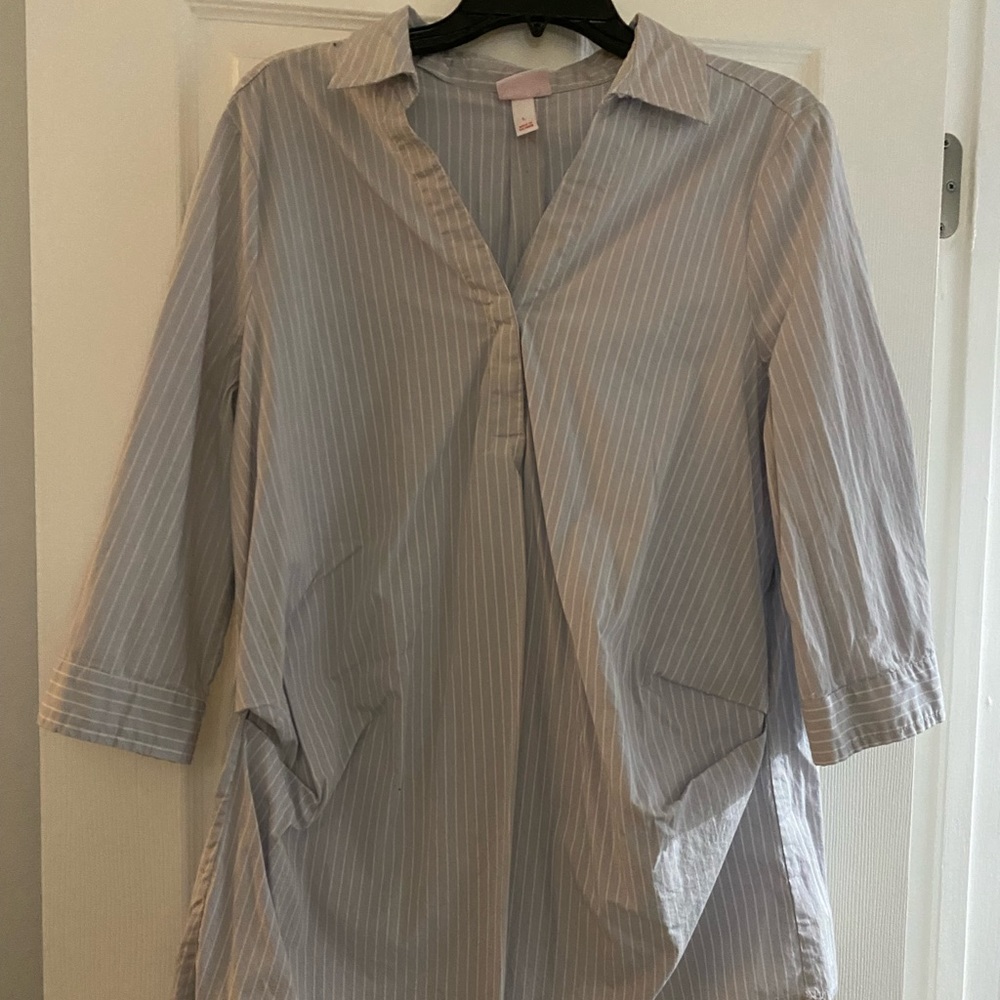Maternity tunic - gently worn- blue and white striped - Isabel - size Large